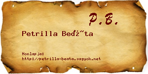 Petrilla Beáta névjegykártya